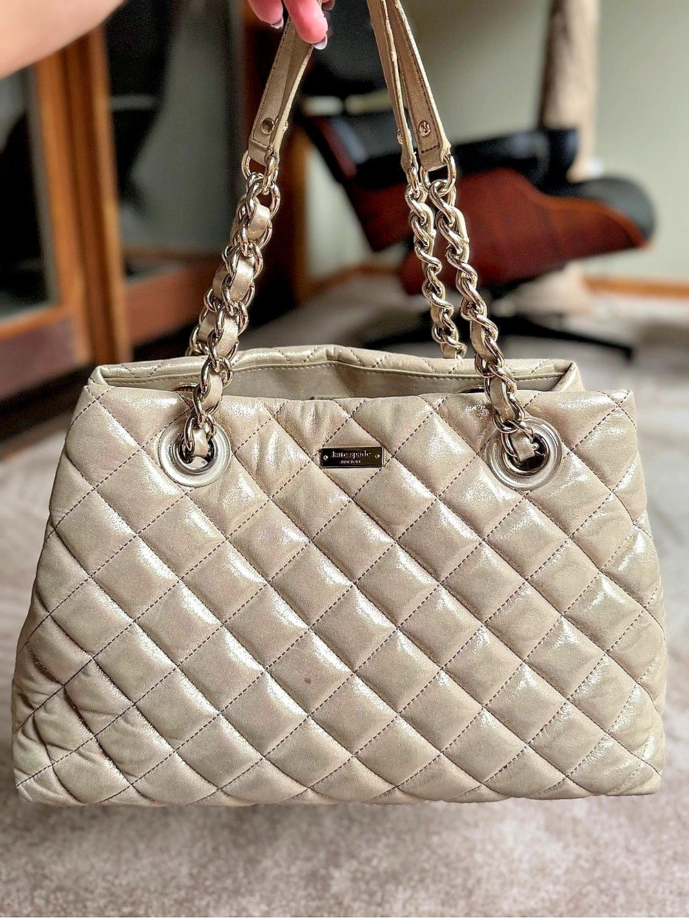 Kate Spade Quilted Shoulder Bag in Gray